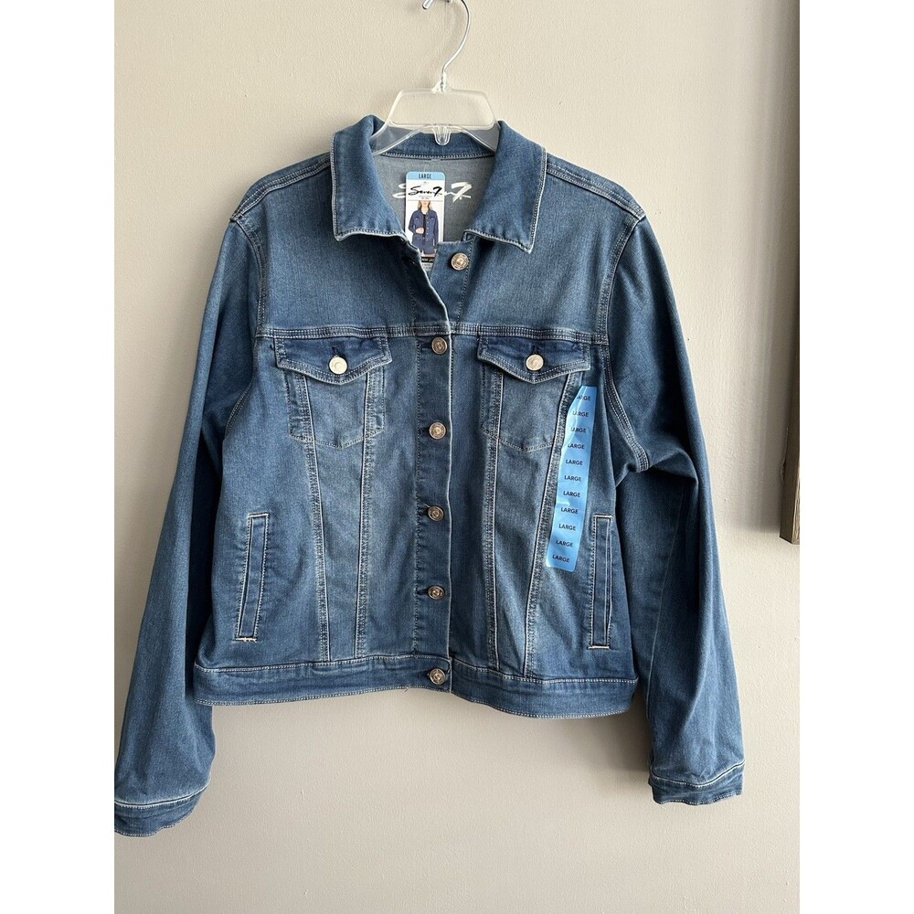 Women’s Denim Jean Jacket Regular Size Large Seven NEW with Tags Medium Wash